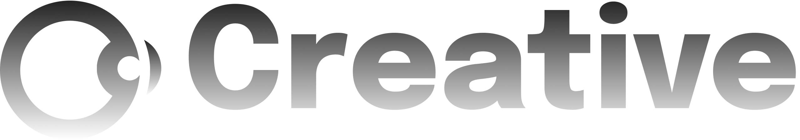 Stylized circular logo followed by the word 'Creative' in bold black letters.