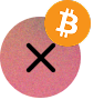 Red X logo with Bitcoin logo