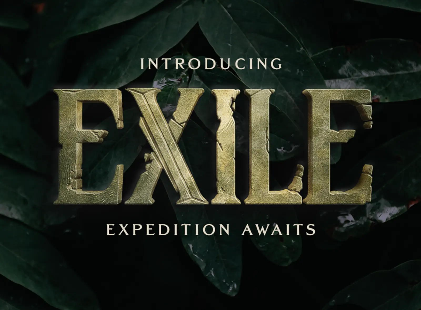 World of Vesser EXILE Expeditioner property launch graphic showing weathered metallic logo treatment with tagline Expedition Awaits