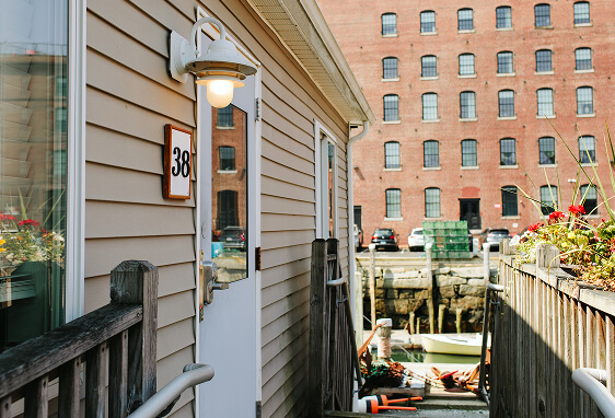 Exterior of Cornerstone Financial Planning’s Portland, Maine office at 38 Union Wharf, located on the working waterfront.
