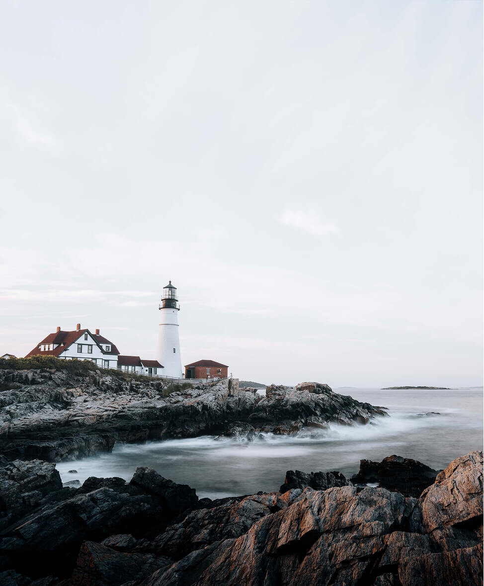 Portland Head Light on the rocky Maine coastline