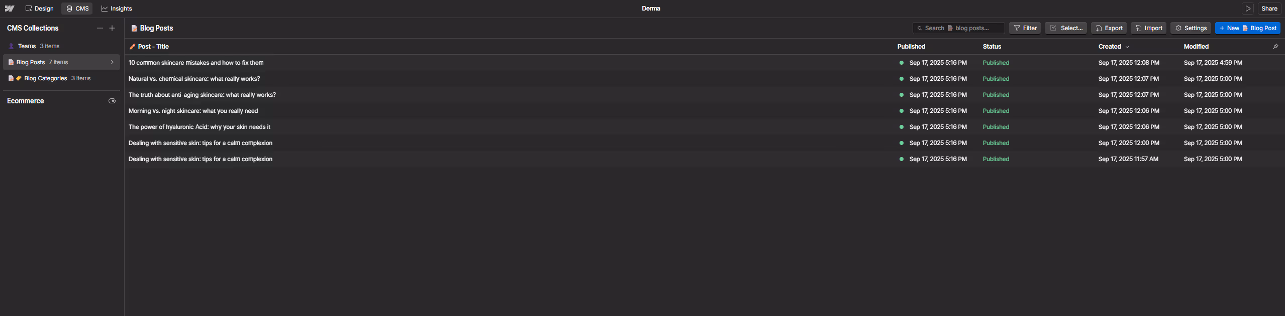 Derma Webflow Template And Ui Kit Cms Collection | BRIX Templates