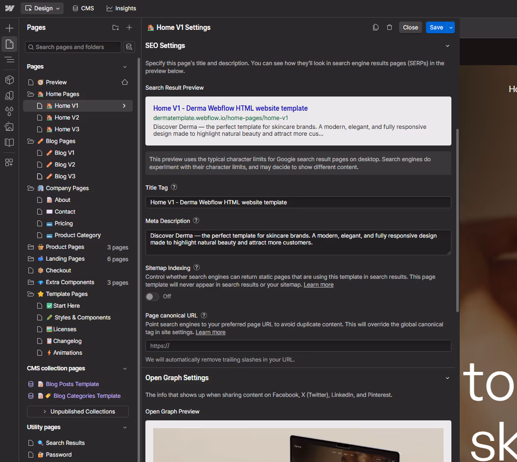Derma Webflow Template And Ui Kit Seo | BRIX Templates
