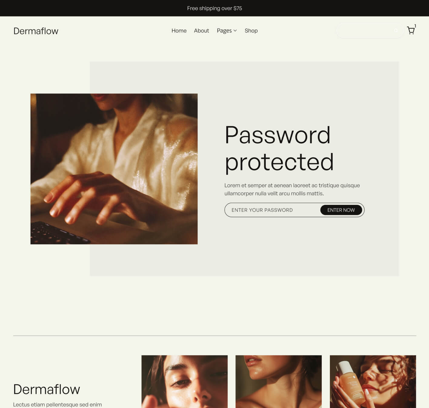 Dermaflow - Password Protected Page - Skincare Webflow Template