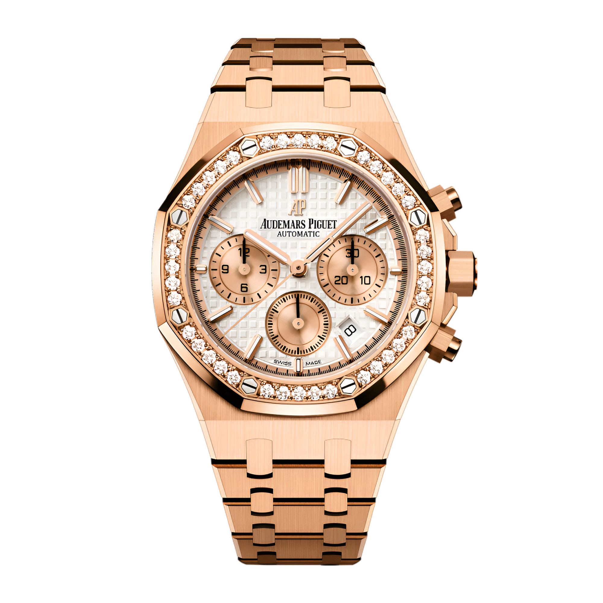 Royal Oak Chronograph Rose Gold Diamond Silver Dial 38mm