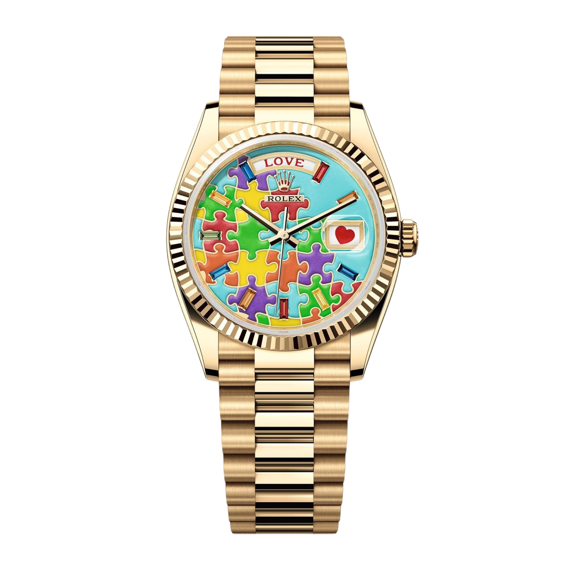 Day-Date Yellow Gold Multi-Color Puzzle Dial 36mm