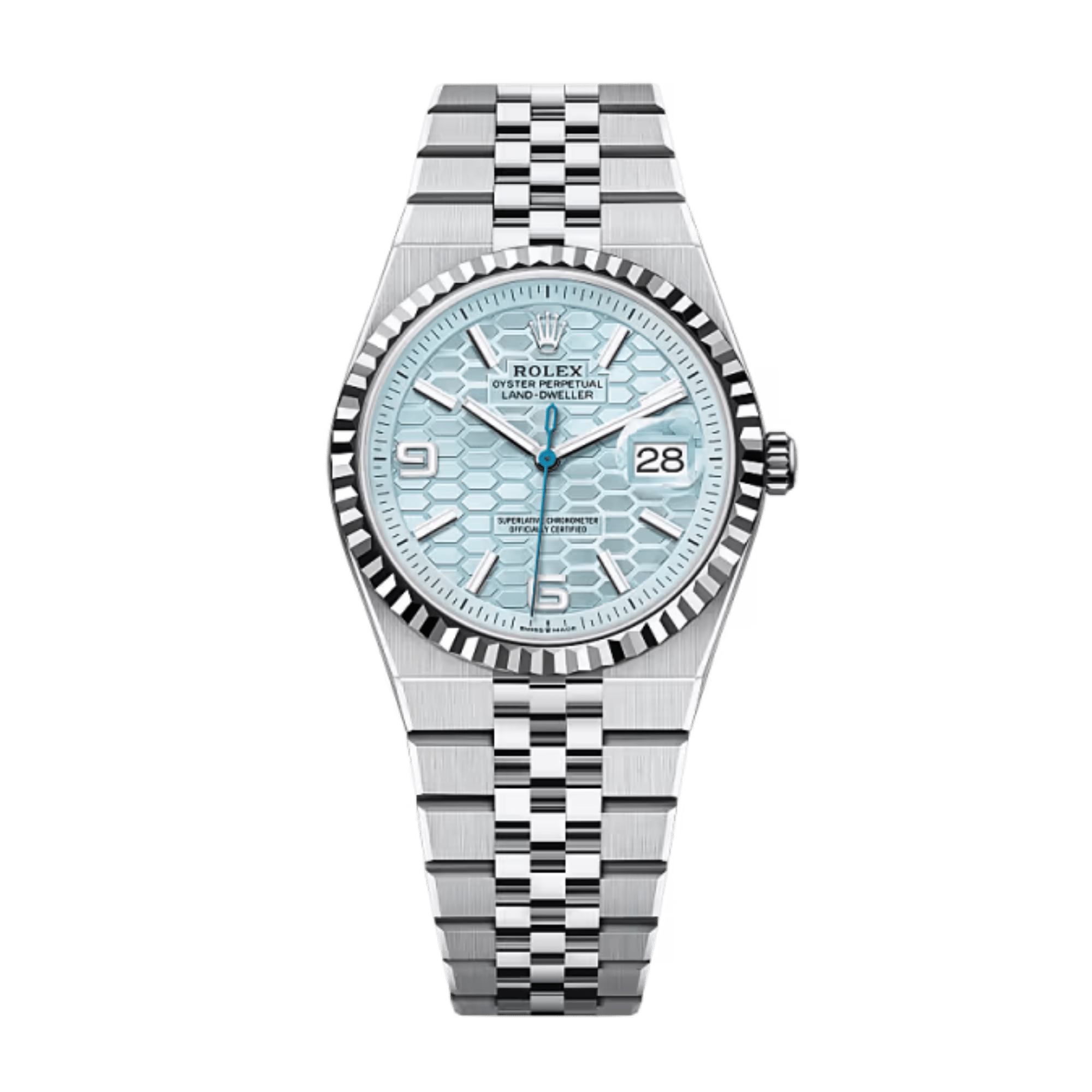 Land-Dweller Platinum Ice Blue Honeycomb Dial 36mm