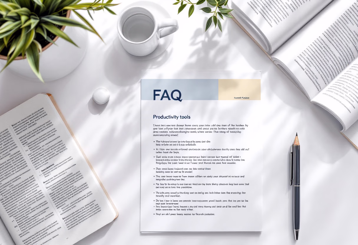 image of a document with faqs (for a productivity tools business)