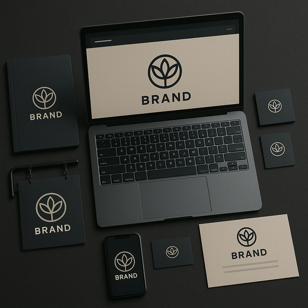 Une présentation visuelle d'une entreprise sur différents supports