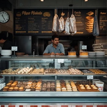 Un vendeur de beignets, gaufres et crêpes