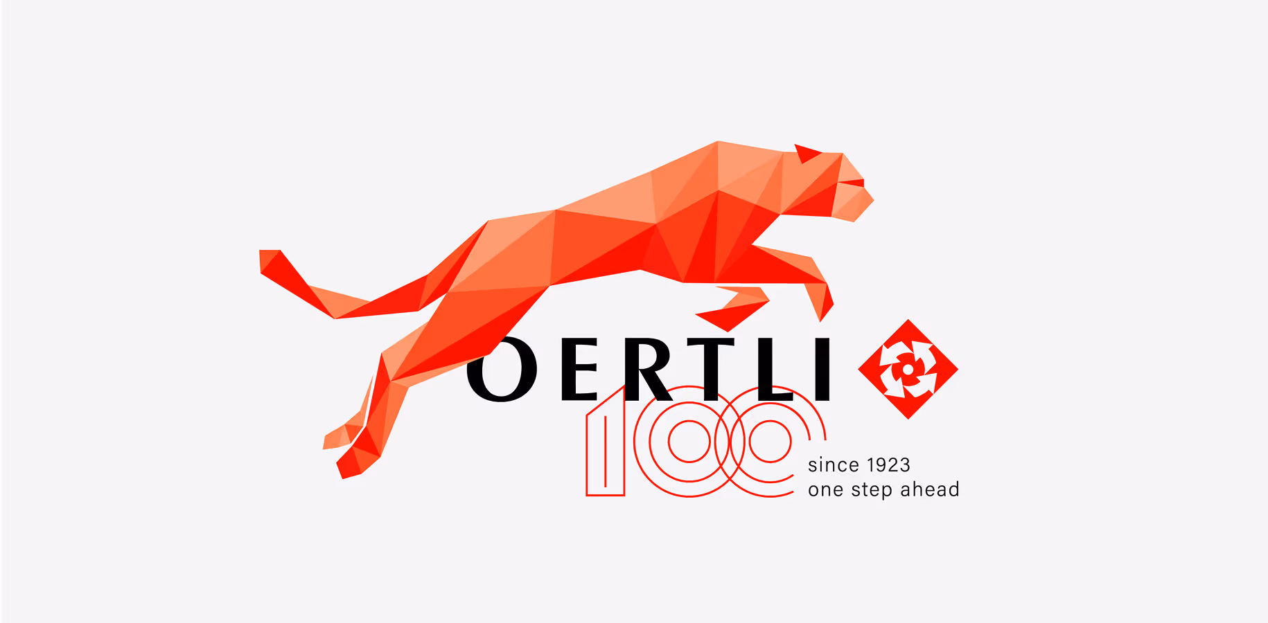 Katja Saenze Grafik-Art: Rotes geometrisches Panter-Logo für Oertli seit 1923