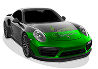 Partial Front paint protection film coverage diagram showing bumper, partial hood, and partial fenders highlighted on Porsche in Fishkill NY