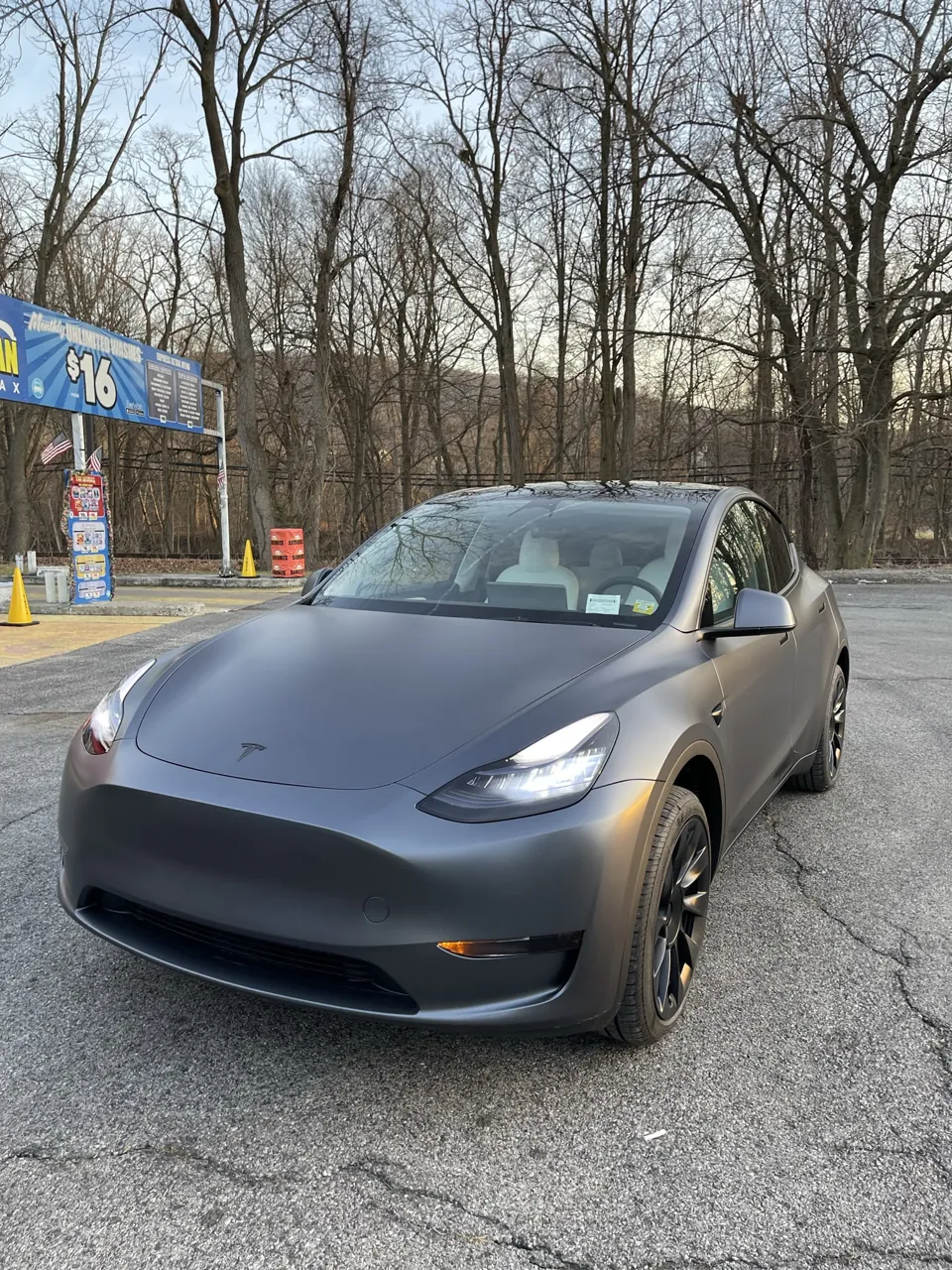 Matte gray Tesla with full-vehicle matte ppf by KOD Auto Films