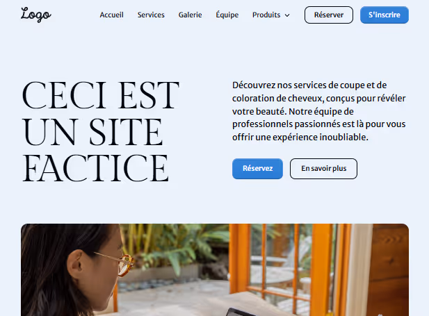 SiteWeb factice d'un coiffeur.
