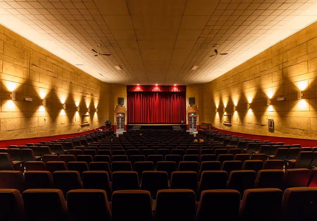 Large movie theatre room Inside of The Monarch Theatre.