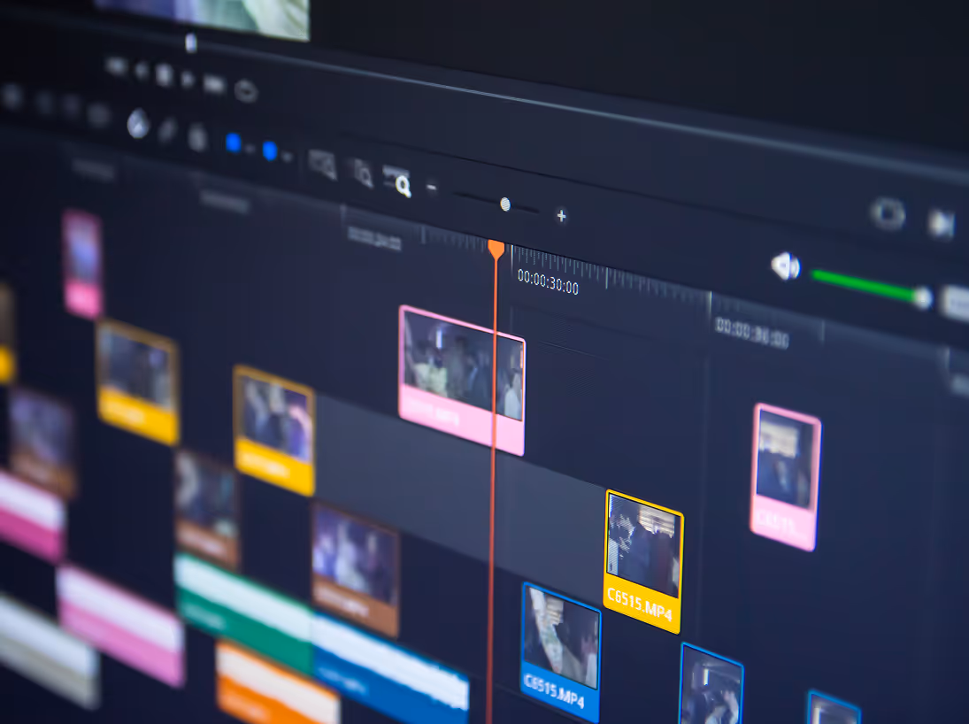 Video editing software on a computer screen.