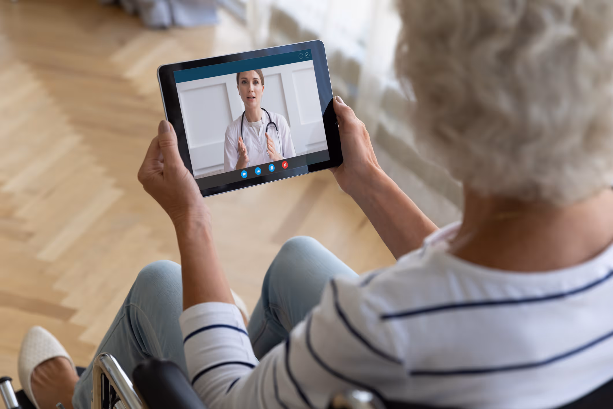 old lady using a tablet