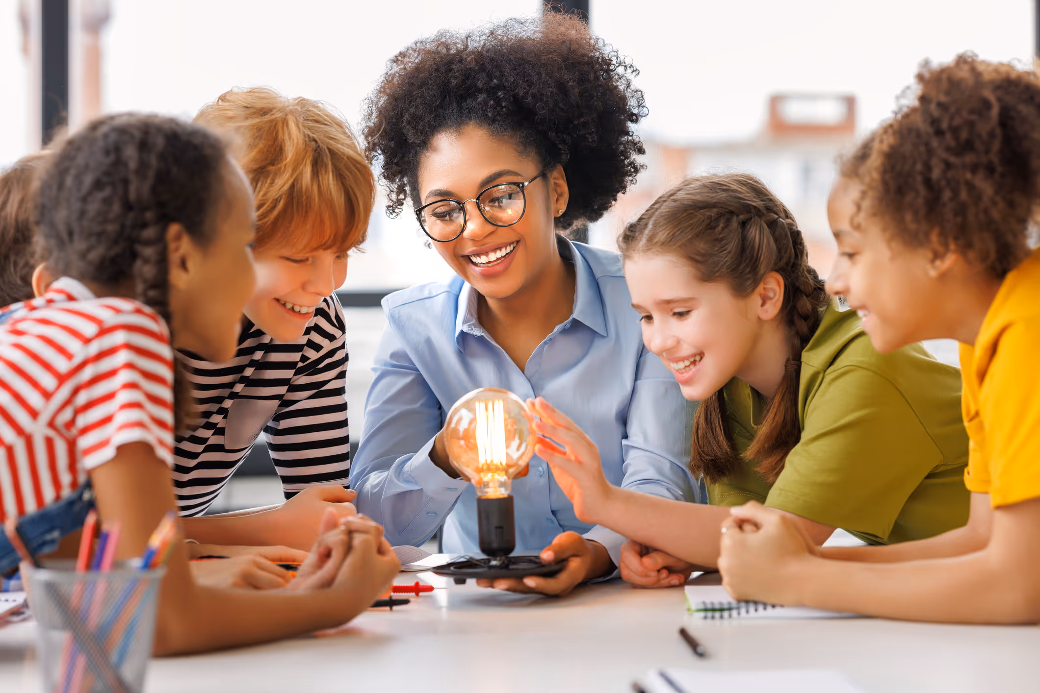 teacher with children