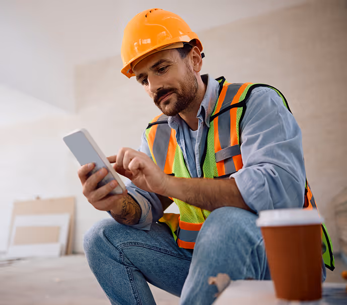 engineer on his phone