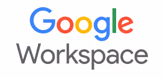 Google Workspace logo featuring multicolored Google text above gray Workspace text.