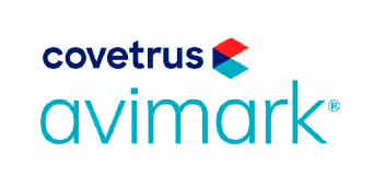 Covetrus and Avimark logos stacked, with Covetrus in dark blue and Avimark in light blue.
