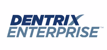Dentrix Enterprise logo with stylized text and a swoosh over the X.