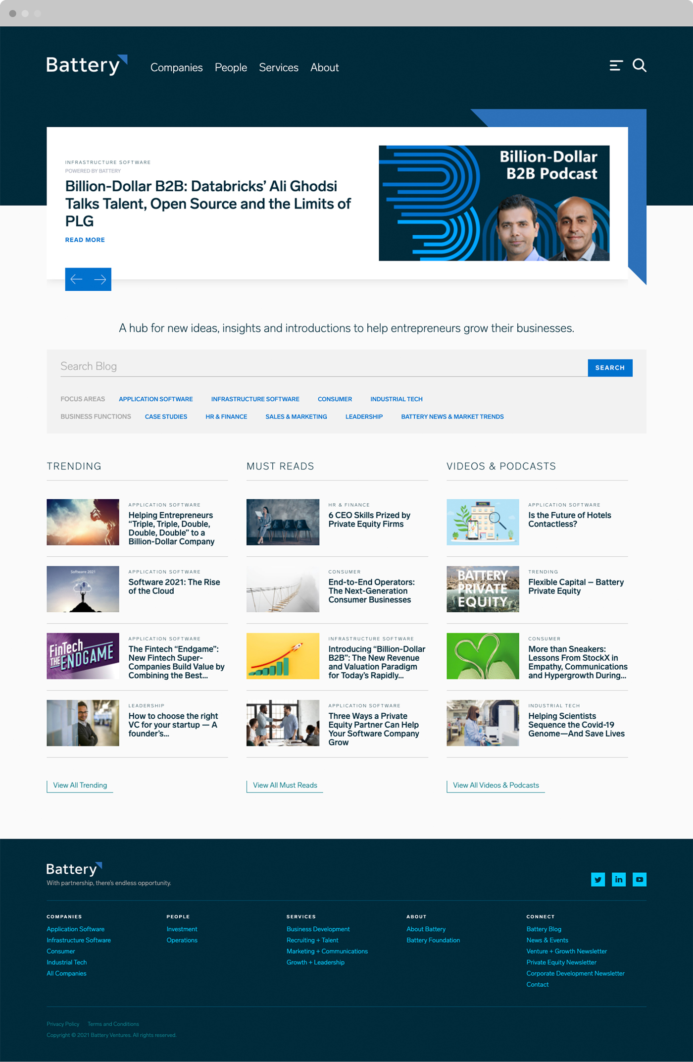 Battery Ventures custom website design