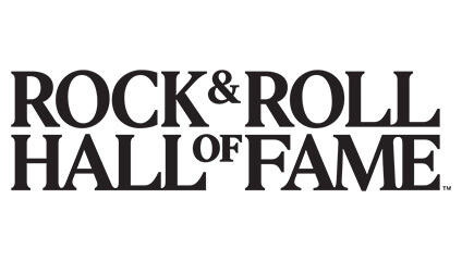 Rock & Roll Hall of Fame logo in bold black text.