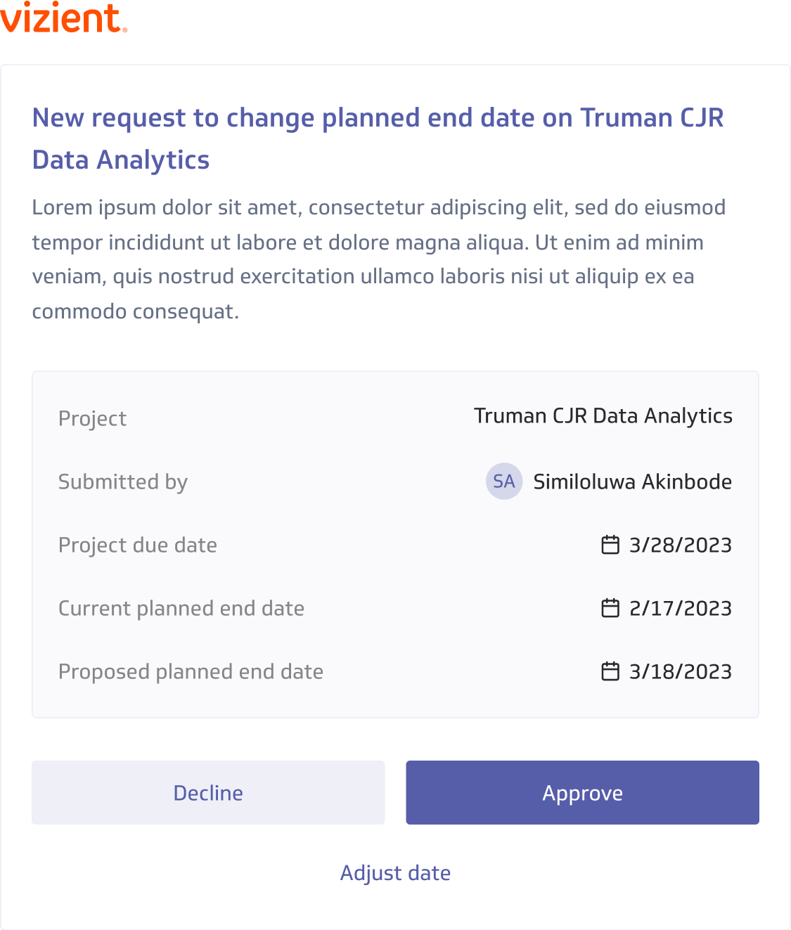 Modal showing approval flow