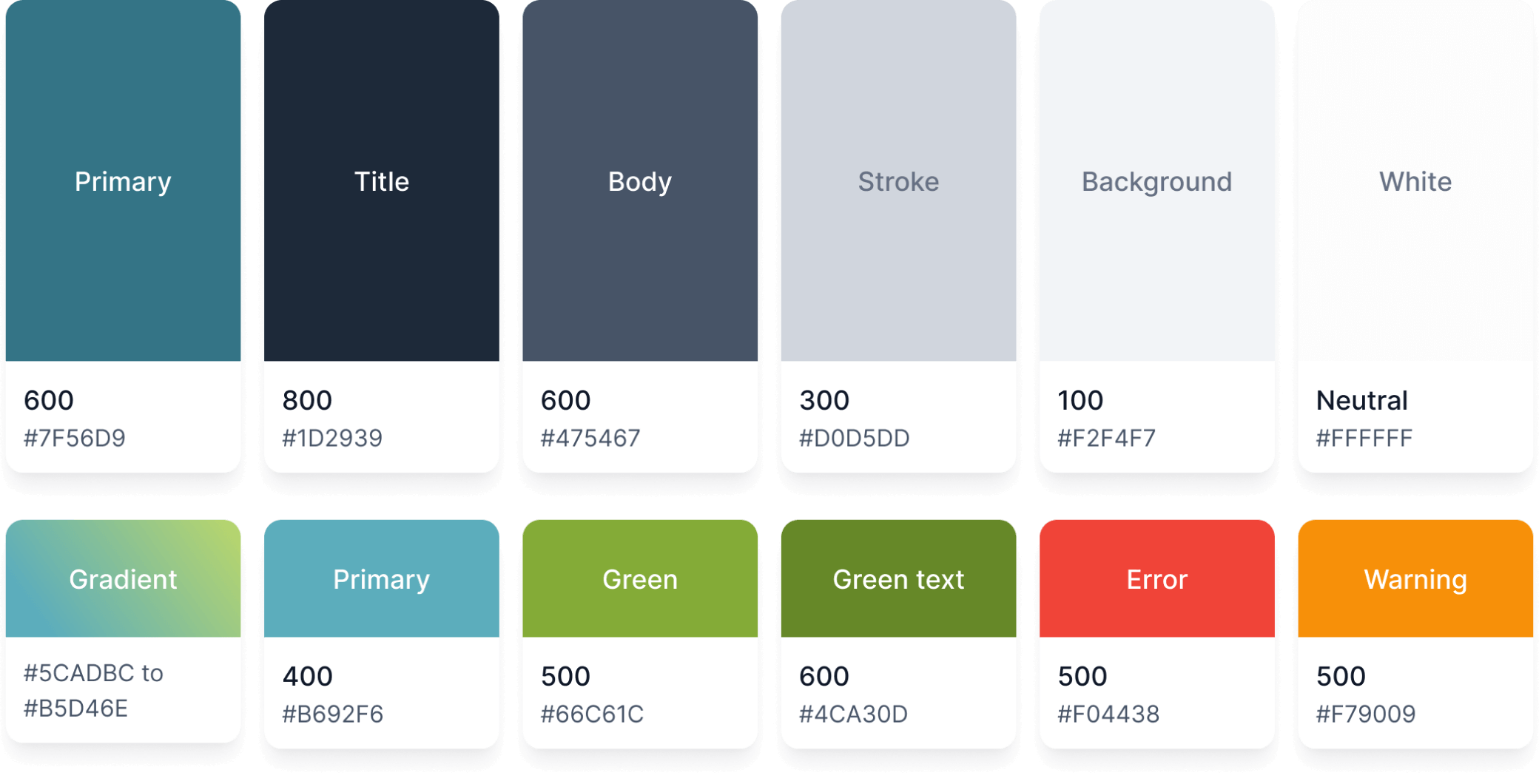 Color pallet for HTPB design system