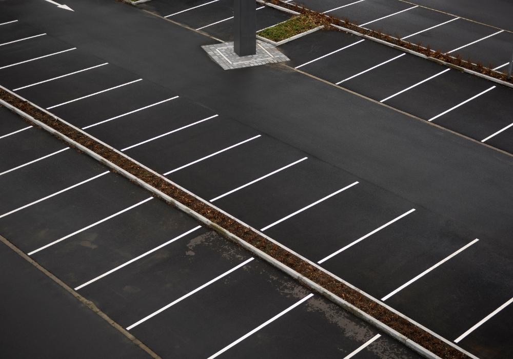 Fresh parking lot striping in Oklahoma