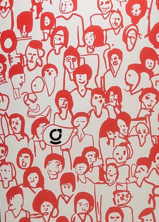 An art piece by Robbie Williams "I like people. But they make very, very tired"