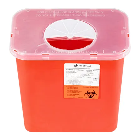 Sharps Container 2 Gal Rotor Opening Red