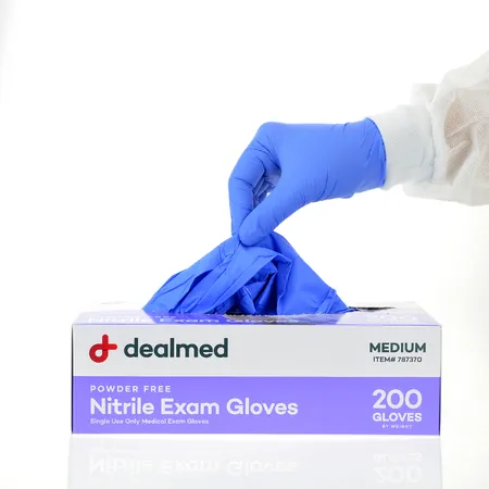 Glove Exam Nitrile N/S Textured Fingertips Blue Chemo Tested M