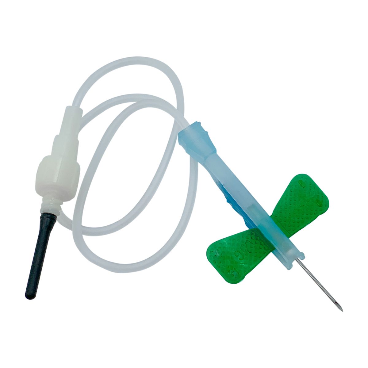BluWing® Advanced Safety Butterfly w/Luer Adapter, 21G x 3/4", Green Wings, 12" Tubing - Image 4