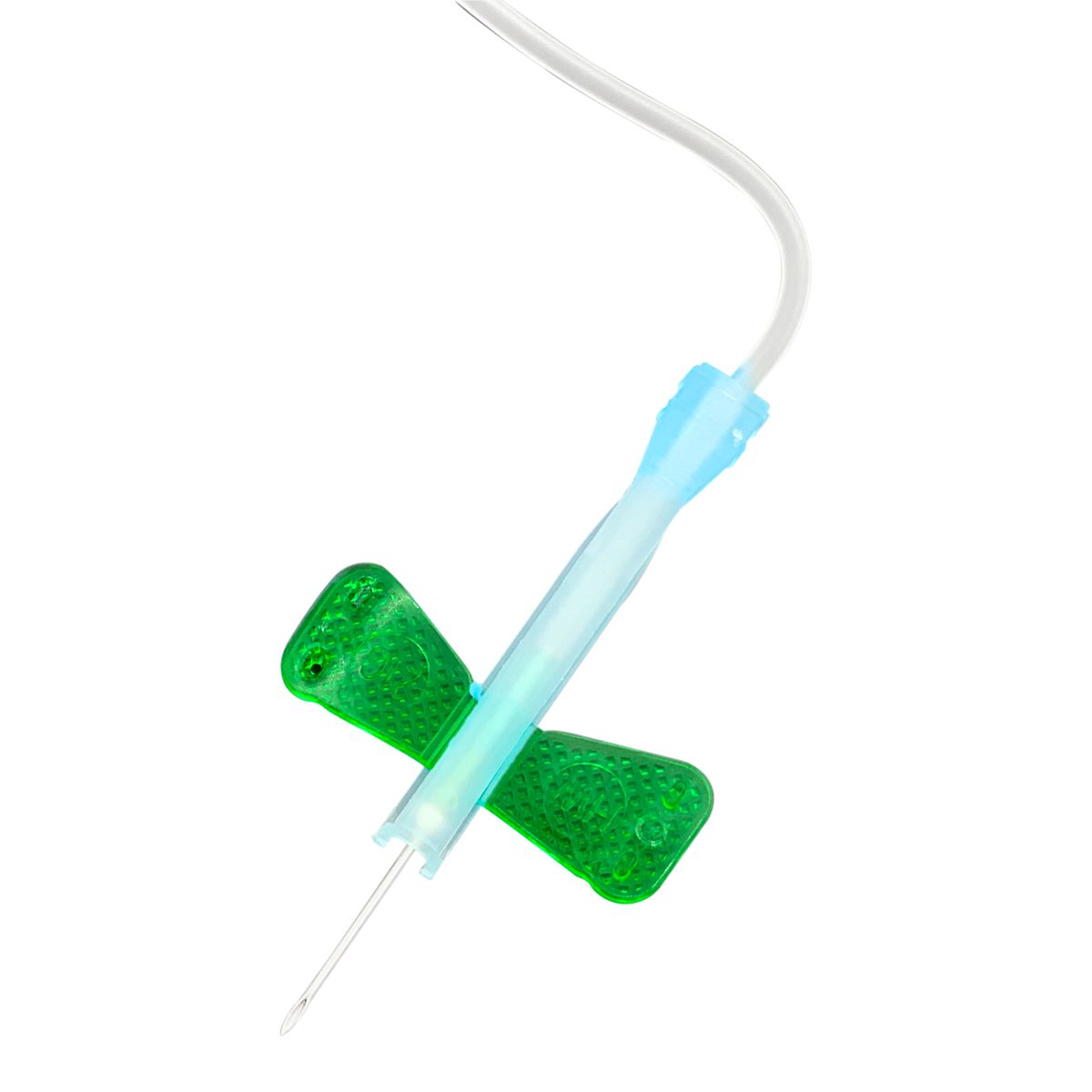 BluWing® Advanced Safety Butterfly w/Luer Adapter, 21G x 3/4", Green Wings, 12" Tubing - Image 3