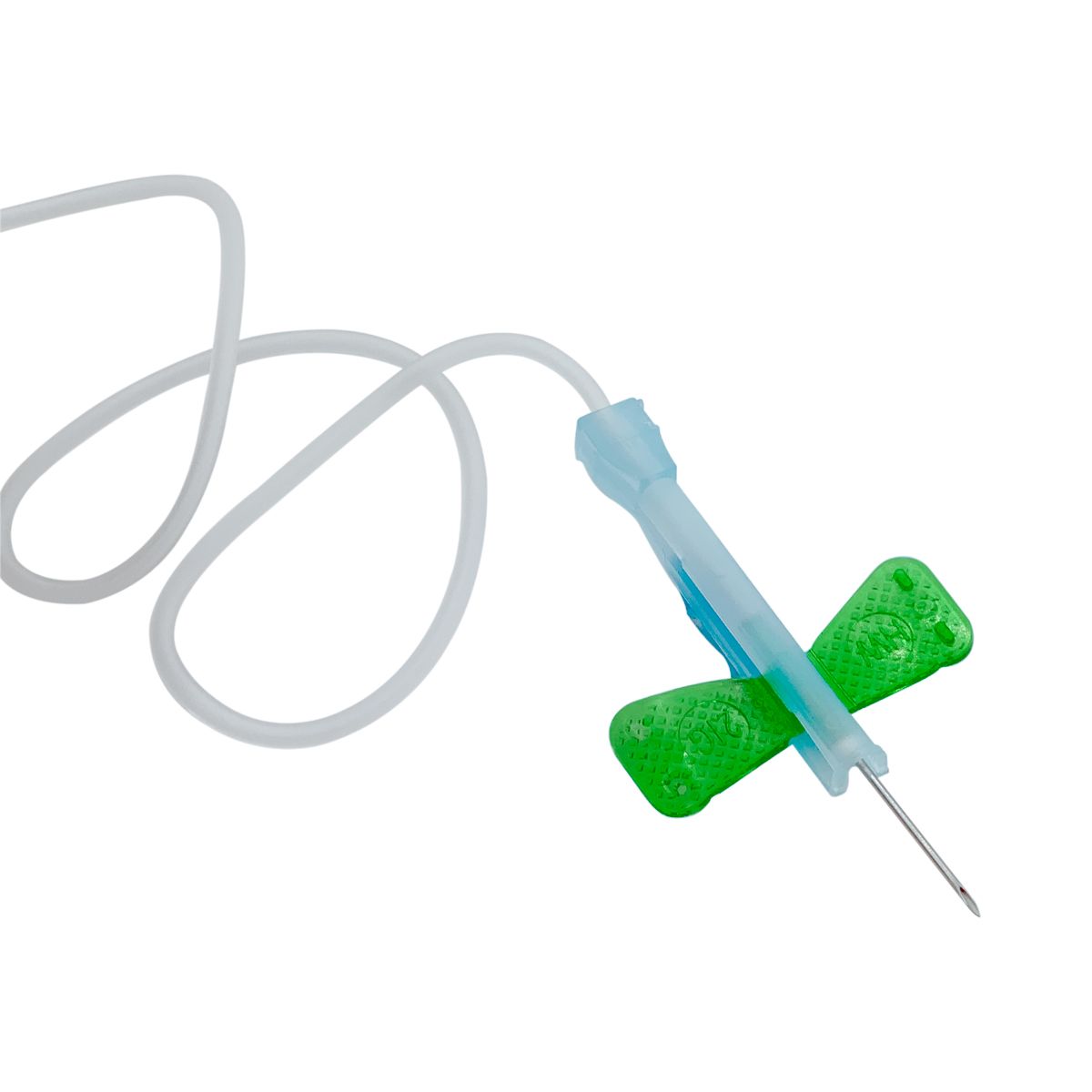 BluWing® Advanced Safety Butterfly w/Luer Adapter, 21G x 3/4", Green Wings, 12" Tubing - Image 2