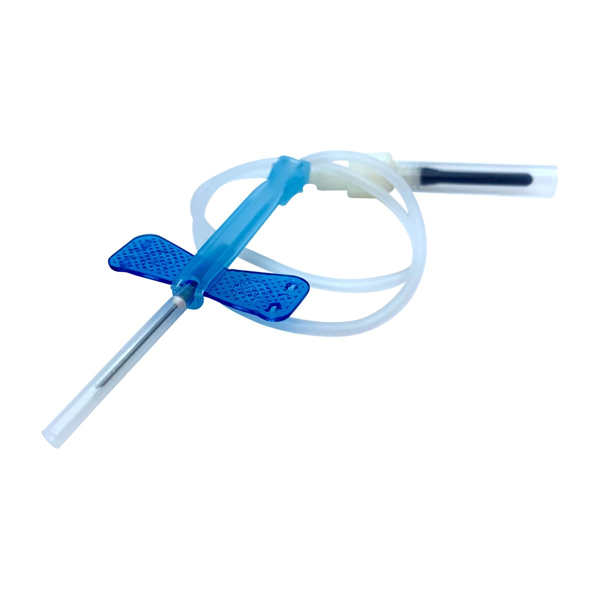 BluWing® Advanced Safety Butterfly w/Luer Adapter, 23G x 3/4", Blue Wings, 12" Tubing - Image 2