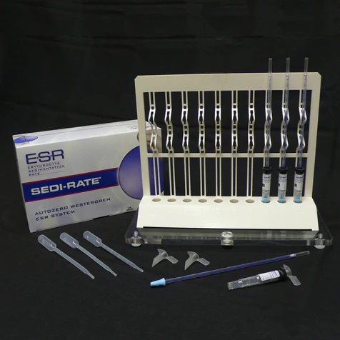 ESR Starter Kit Sedi-Rate Westergren 100 Test Kits, Rack, Leveling Support