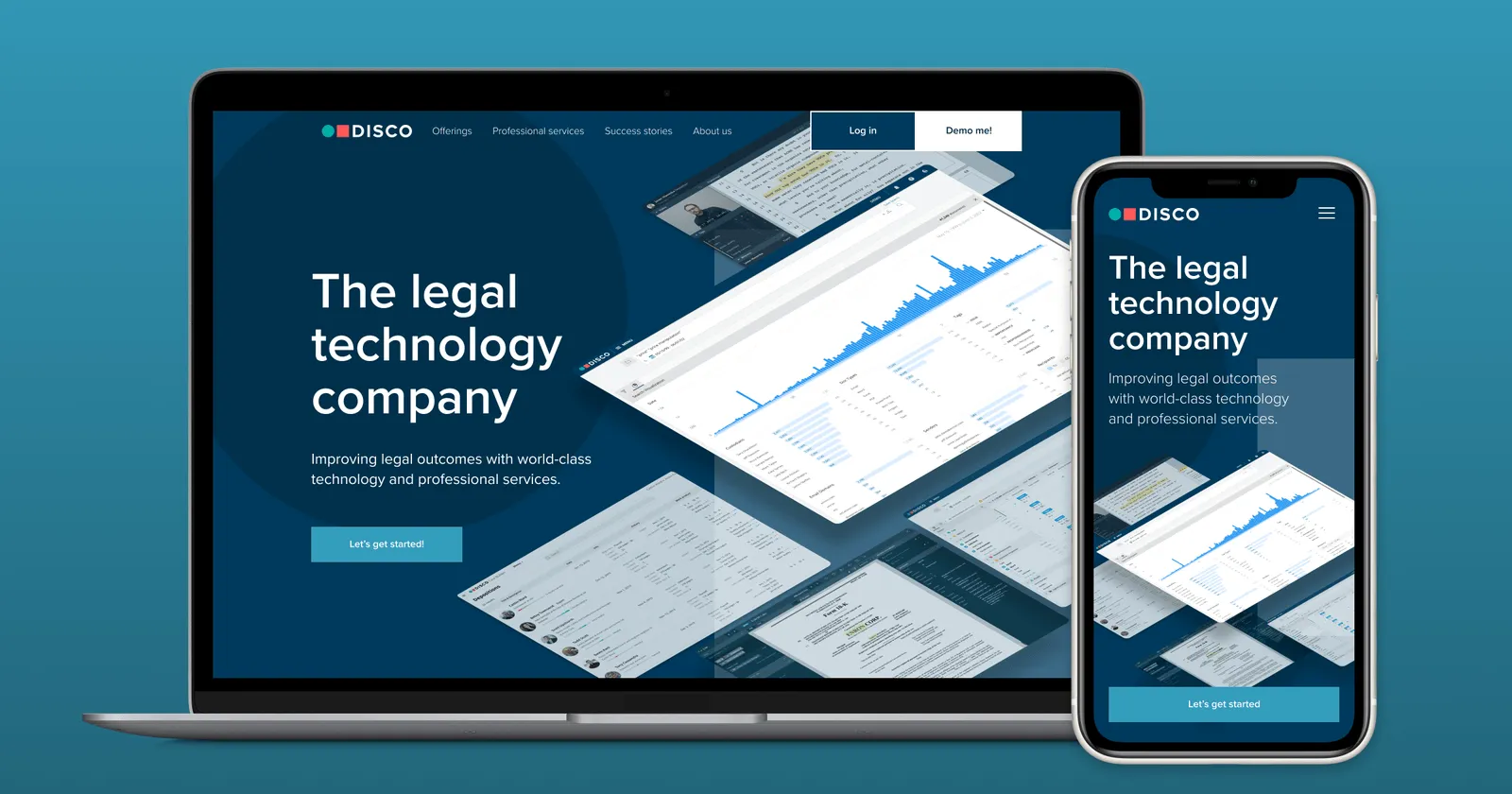 DISCO's website homepages on desktop and mobile
