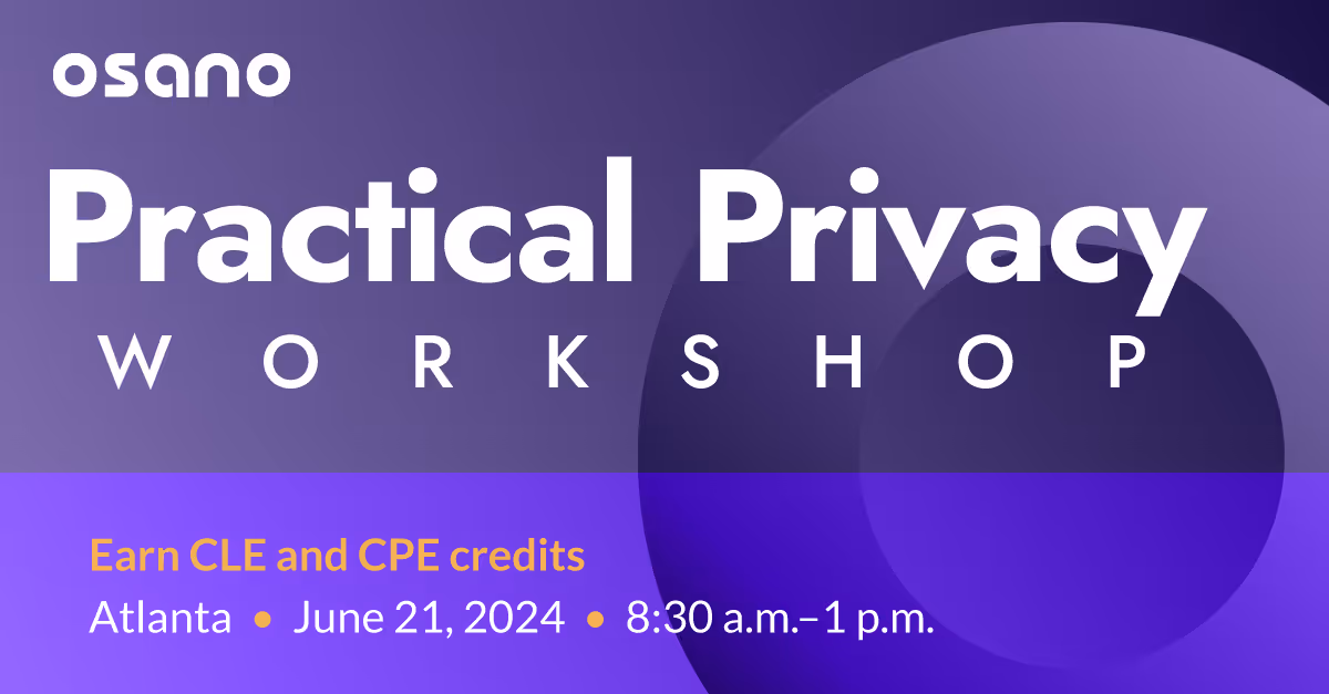 A social media graphic promoting Osano's Privacy Pro Workshop in 2004