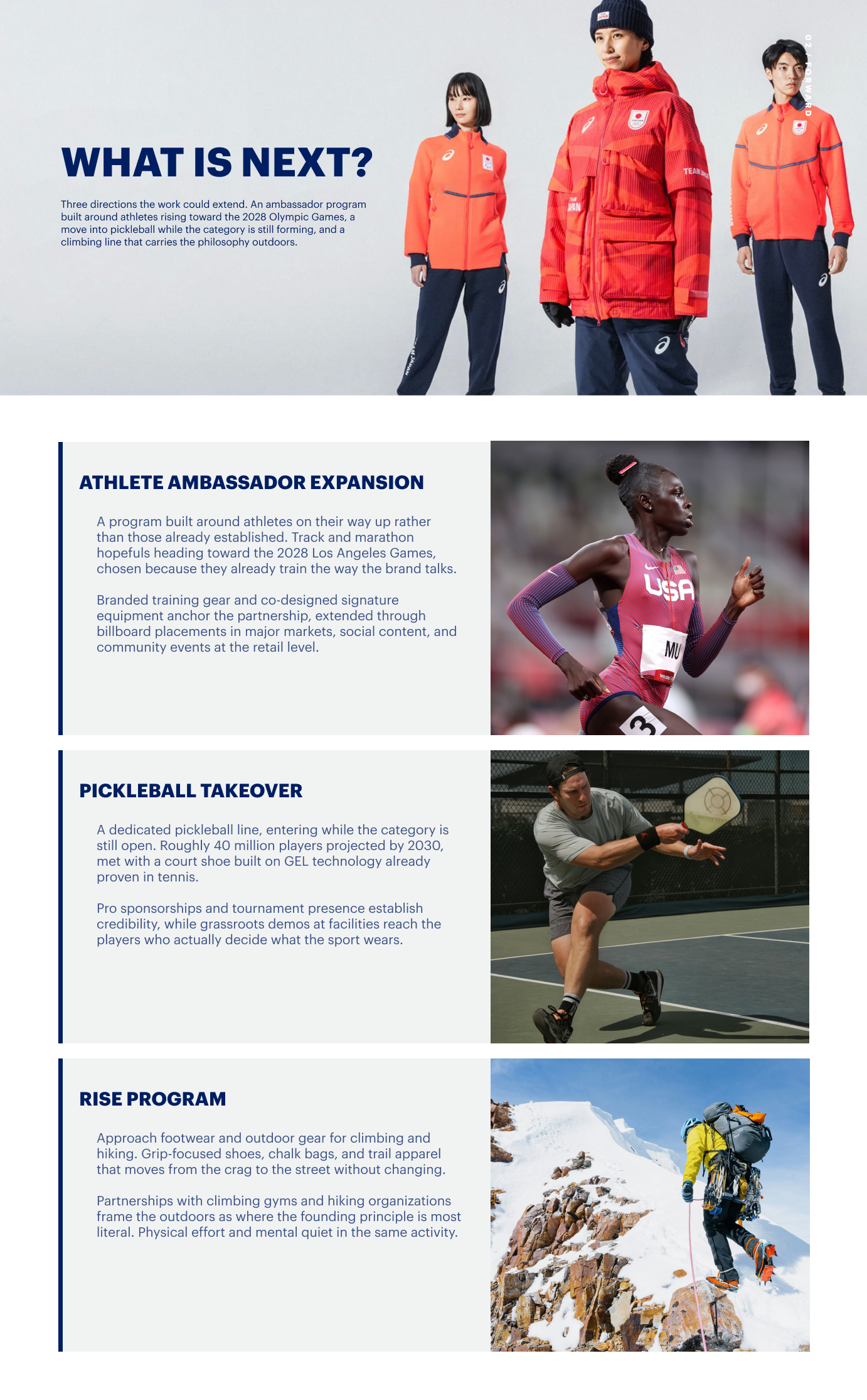 What is Next? section of the ASICS landing page