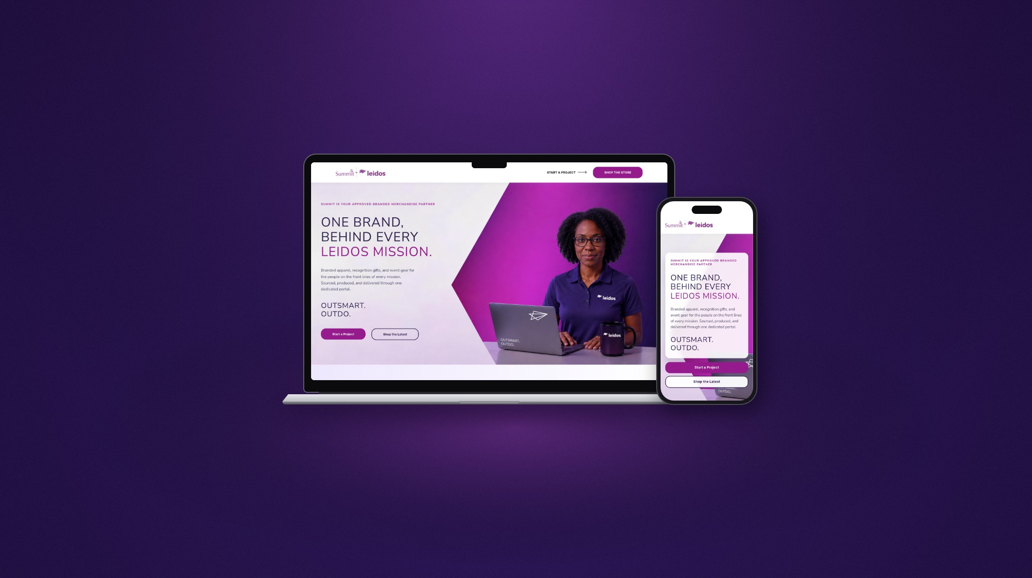 Summit x Leidos page on a laptop and phone