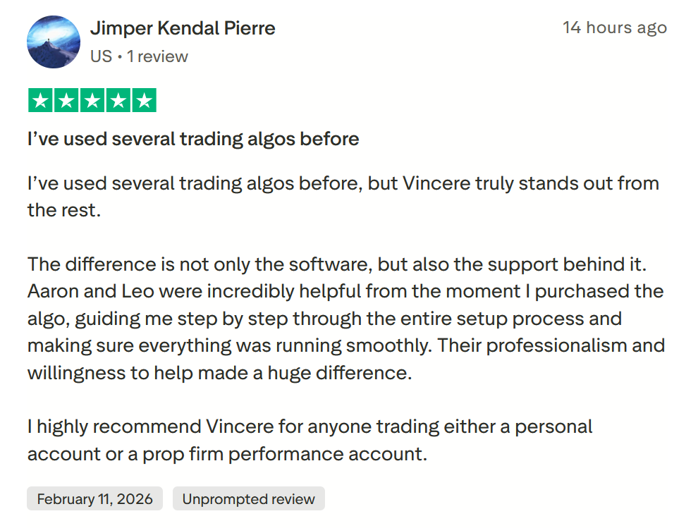 Jimper customer review of Vincere Trading
