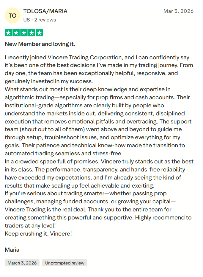 Maria customer review of Vincere Trading
