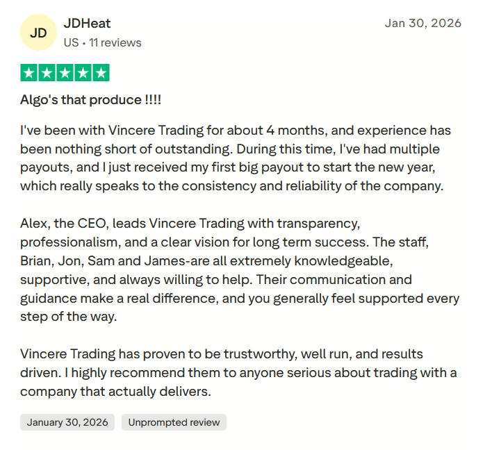 JD customer review of Vincere Trading