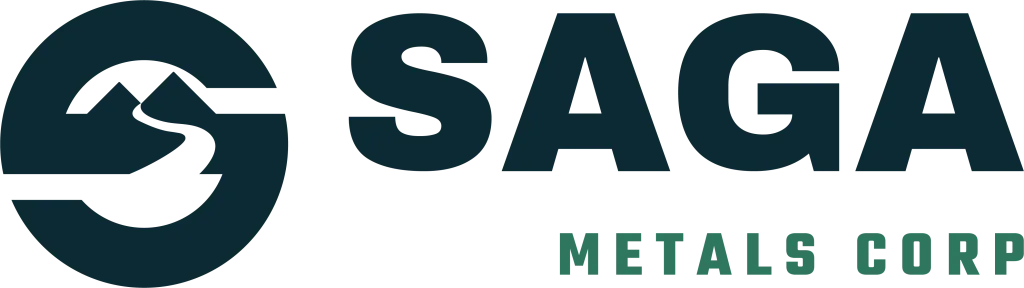 Saga Metals Corp logo with stylized S in a circle above the company name in capital letters.