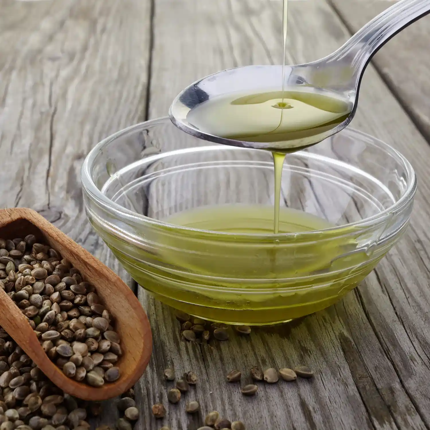 Hemp Seed Oil in glass bowl