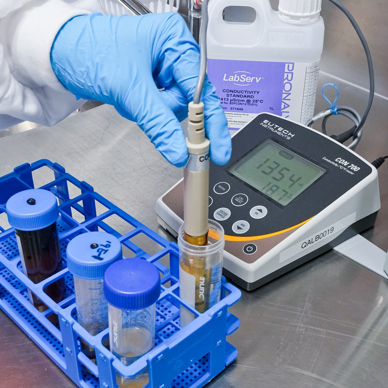 Honey conductivity being tested
