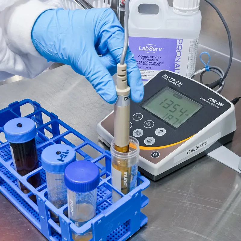 Honey conductivity being tested